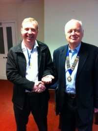 HTS President Stephen Sheard (right) presented Hainsworth manufacturing director Graham Hutton with an engraved crystal.